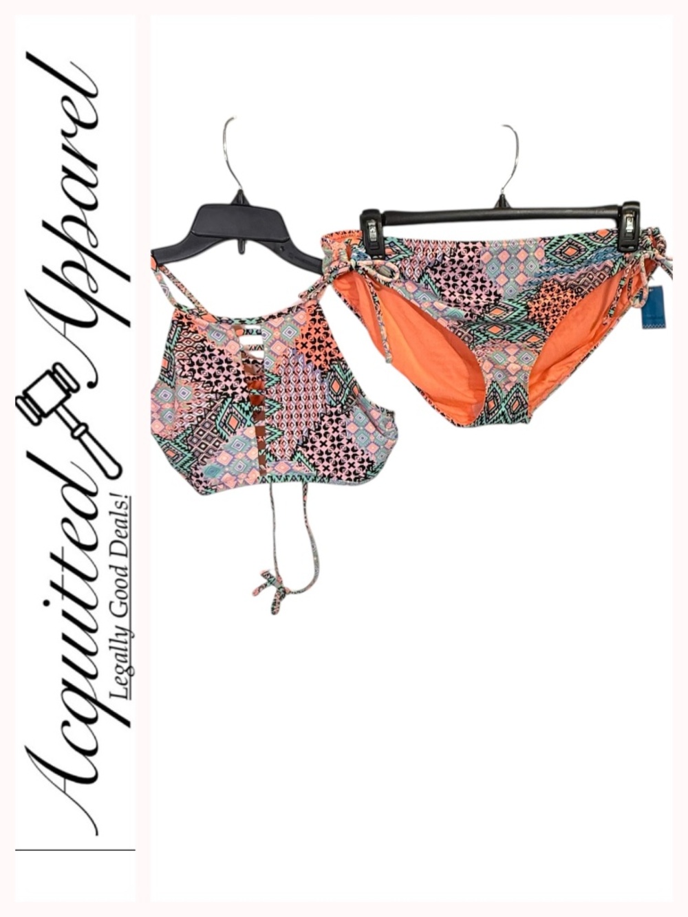 Collections by Catalina Geometric Print High Neck Bikini Set